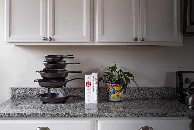 Lodge Cookware Organizer - 5-Tier - Multi-Tier Storage Rack for Cookware & Accessories - Space-Saving Organizer for Cast Iron, Lids & Kitchen Essentials - Matte Black