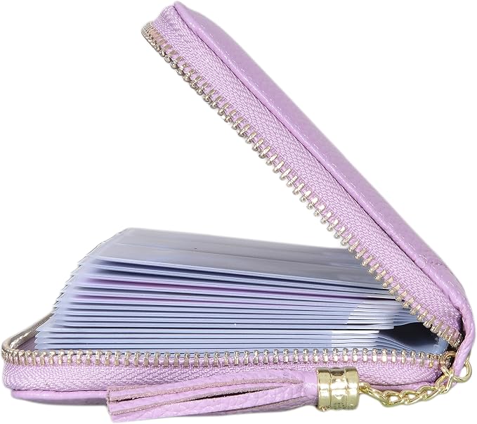 Easyoulife Credit Card Holder Wallet Womens Zipper Leather Case Purse RFID Blocking