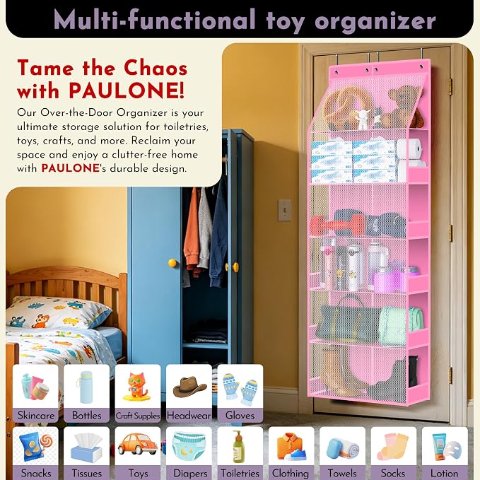 PAULONE 6-Tier Over The Door Shoe Organizer, 71" Hanging Shoe Rack with 2-Size Deep Pockets, 98 lbs Sag-Proof Capacity for Closet Entryway RV