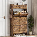 Shoe Cabinet with 3 Flip Drawers & 2 Top Drawers, 57" Tall Freestanding Narrow Wooden Shoe Storage Organizer for Entryway, Hidden Slim Shoe Rack for Front Door Entrance, Hallway, Living Room, Brown
