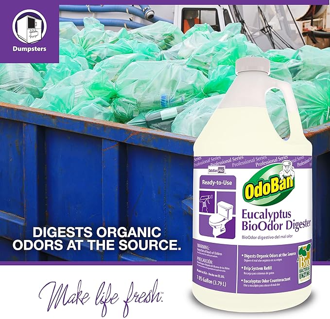 OdoBan Professional Cleaning Ready-to-Use BioOdor Digester Harsh Aroma Counteractant, Made in the USA, 2-Pack, 1 Gallon Each