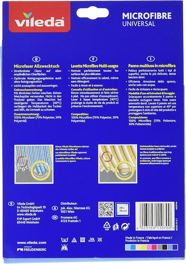 Vileda Universal Multi-Purpose Microfibre Cloth, 4er Packung