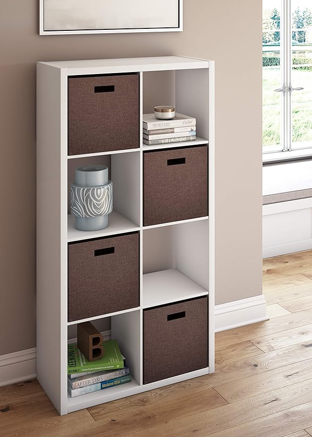 ClosetMaid 4583 Heavy Duty Decorative Bookcase Open Back 8-Cube Storage Organizer in White with Hardware for Closet, Office, or Toys, 57.95" H x 29.84" W