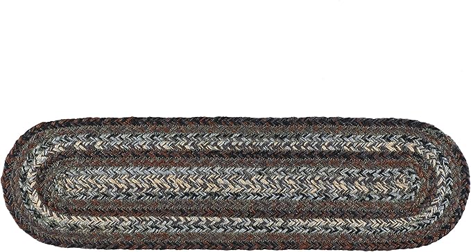 | Night Shadow Premium Braided Collection | Primitive, Rustic, Country, Farmhouse Style | Cotton Blend| 30 Days Risk Free | Accent Rug/Door Mat | 8"x28" Oval Stair Treads