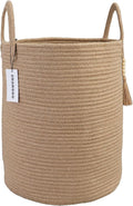 XUANGUO Rope Laundry Basket Laundry Hamper for Clothes Woven Storage Basket for Living Room Bedroom Boho Tall Rope Baskets for Blanket Toys Pillow Towels Baby Nursery Hamper Bin jute
