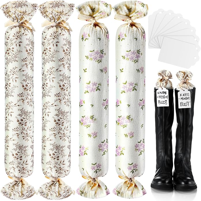 Maiteenly 2 Pairs Boot Shaper Stands with 8 Labels Cotton Tall Boot Inserts for Closet Organization