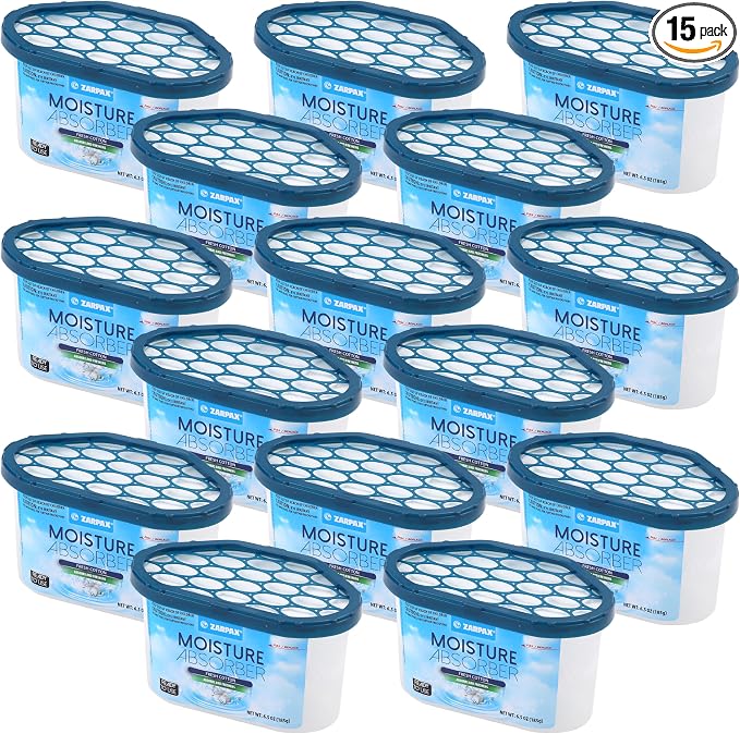 ZARPAX Moisture Absorber Fresh Cotton 6.5 oz/185g | Removes Moisture, Damp & Humidity | Odor Absorber With Fresh Cotton Fragrance | Moisture Trap for Bathroom, Closet, Kitchen | Set of 15