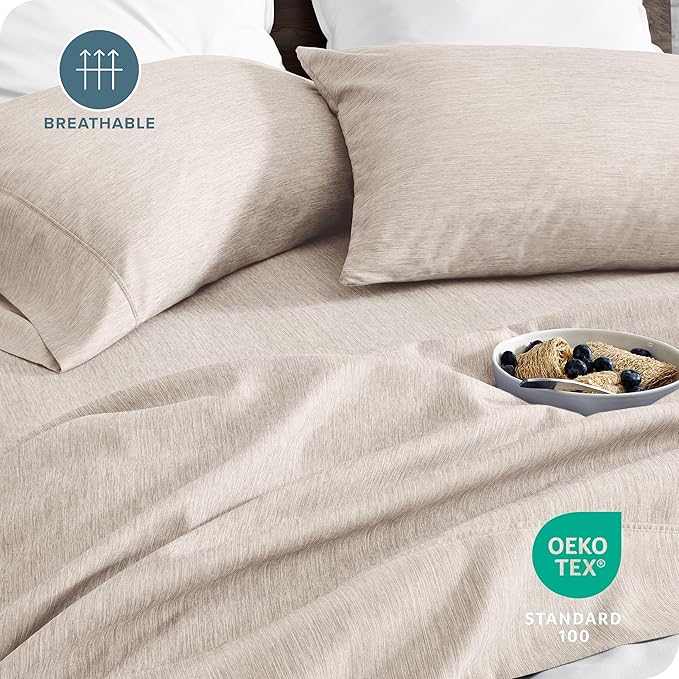 Bare Home Twin XL Sheet Set - College Dorm Size - 1800 Ultra-Soft Microfiber - Deep Pockets - Easy Fit - Extra Soft - 3 Piece Set - Bed Sheets (Twin XL, Heathered Pebble)