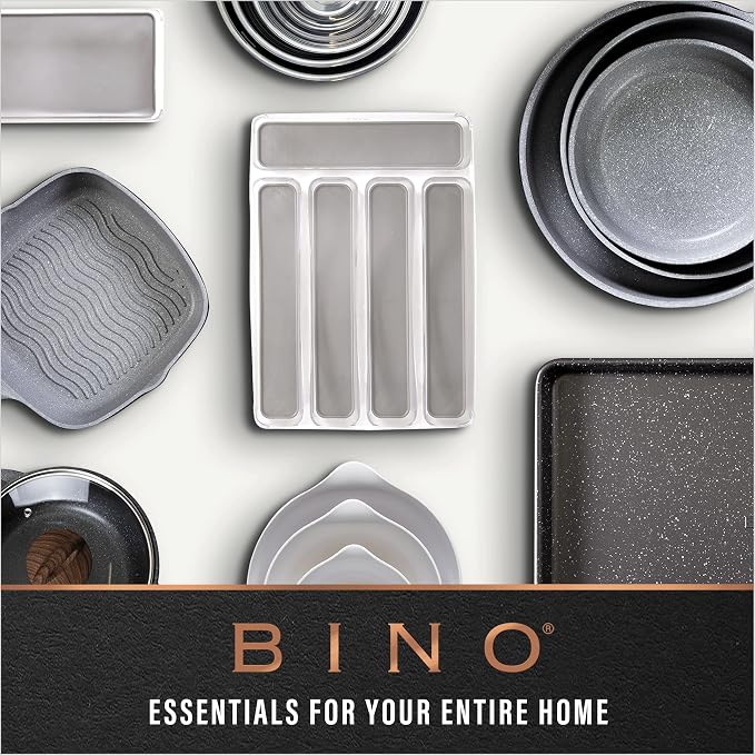 BINO | Plastic Storage Bins, Medium - Shallow | THE HANDLER COLLECTION | Multipurpose Organizer Bins | Kitchen Pantry Organizers and Storage | Clear Containers for Organizing Home | Freezer Organizer