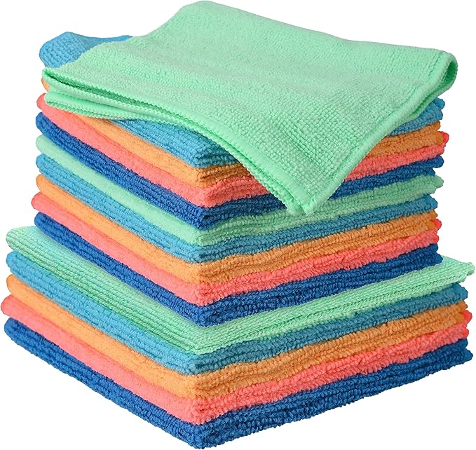 Superio Microfiber Squeegee Mopping Towel Extra Large Miracle Cloth Streak Free Floor Cloth 20x30 House, Kitchen, Bathroom, Car Multi Colored, (12"x12" + 20"x30")