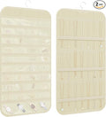 Double-Sided Hanging Jewelry Organizer for Necklaces Earrings, 2-Pack Beige | Foldable 36 hooks & 40 clear pockets; swivel hook fits walls, doors & rods for earrings, bracelets, rings & small jewelry