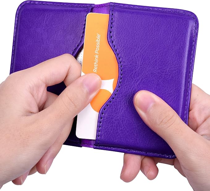 Wisdompro Business Card Holder, 2-Sided Folio Name Card Case | PU Leather Credit Card Holder Wallet with Magnetic Shut, Ultra Slim and Thin, for Business Cards & ID Cards, Men and Women