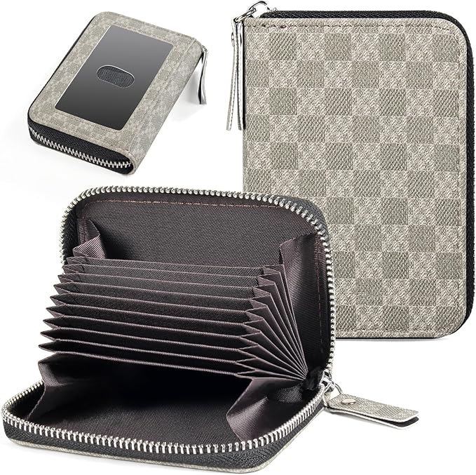 Credit Card Wallet, RFID Card Case Wallet, Zipper Card Cases Holder for Men Women, RFID Blocking, KeyChain Wallet, Compact Size Card Organizer Case for Women