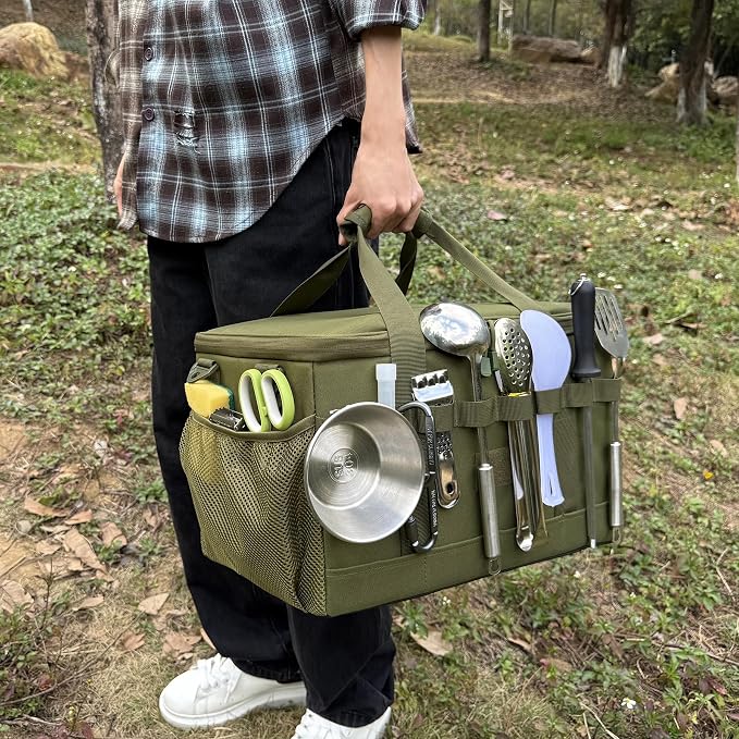 Tactical Camping Storage Bag 28L Tactical Utility Tote Bag Camping Cookware Organizer Trunk Organizer