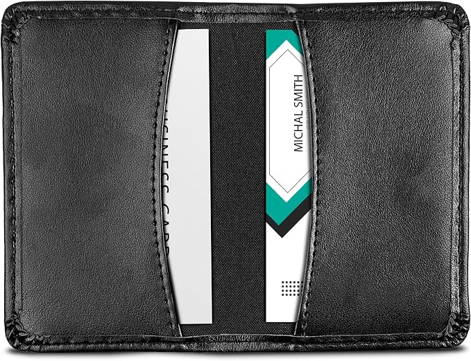 Samsill 81220 Regal Leather Business Card Holder, Case Holds 25 Business, Black