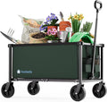 29.3" Collapsible Wagon Cart, 150L Heavy Duty Folding Utility Wagon with Wheels, 260 lbs Load, Portable Rolling Cart for Garden, Shopping, Sports, Camping, Army Green