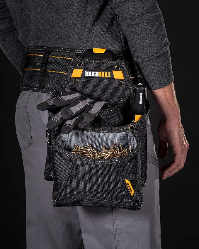 ToughBuilt ClipTech Series - Utility Pouch, Heavy-Duty Tool Pouch with Multiple Pockets, Secure Attachment & Storage for Jobsite Use