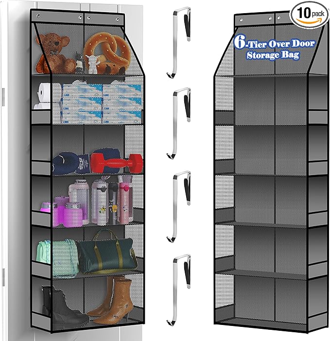 PAULONE 6-Tier Over The Door Shoe Organizer, 71" Hanging Shoe Rack with 2-Size Deep Pockets, 98 lbs Sag-Proof Capacity for Closet Entryway RV
