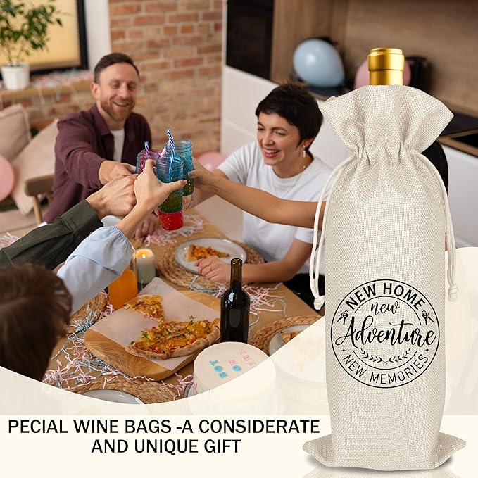 New Apartment Housewarming Gifts Pairs Well with a New Apartment Wine Gifts Bag First New Home Gift Housewarming Party Decorations House Warming Gift for Women Men Couple Reusable Wine Wrap Bag (A26)