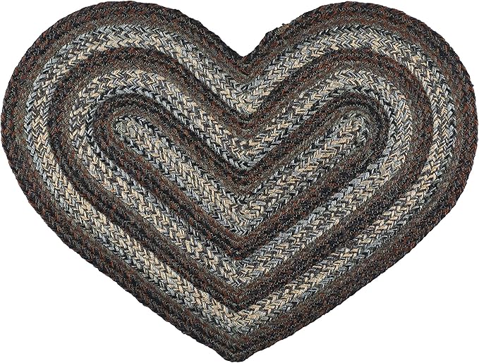 | Night Shadow Premium Braided Collection | Primitive, Rustic, Country, Farmhouse Style | Cotton Blend| 30 Days Risk Free | Accent Rug/Door Mat | Heart Shaped Rugs
