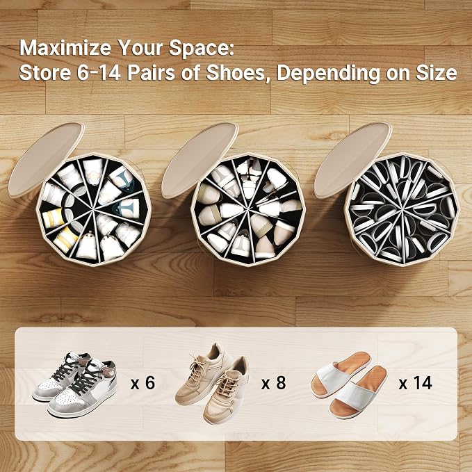Vailando Round Shoe Organizer, Fan Dividers for Wide Shoes & Boots, Gray, 2 Pack (Blush Pink, 2 PACK)