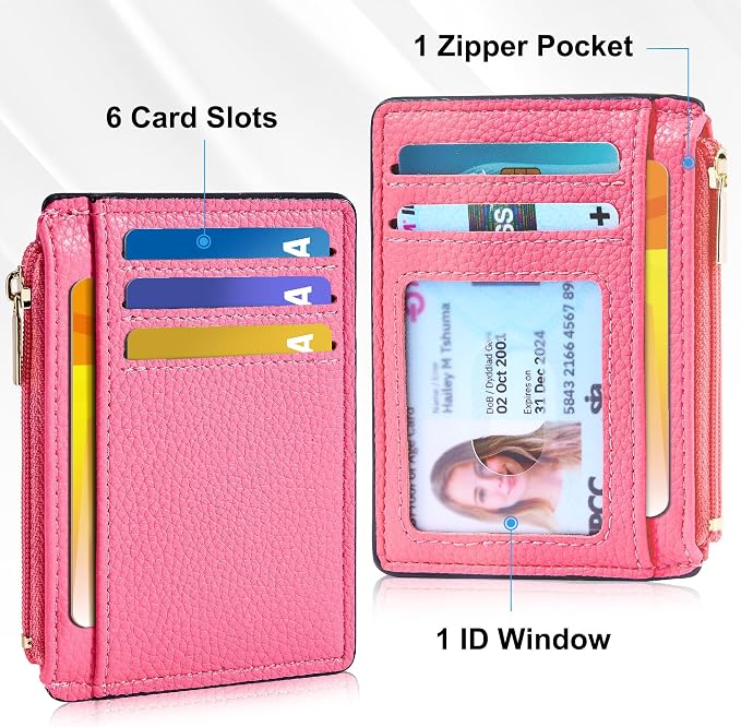 Tipmile Womens Credit Card Holder Wallet, Small Slim RFID Blocking Sleeve | Mini Tiny Cute ID Case, Minimalist Zipper Pocket Wallet, Thin Coin Purse, Mothers Gift