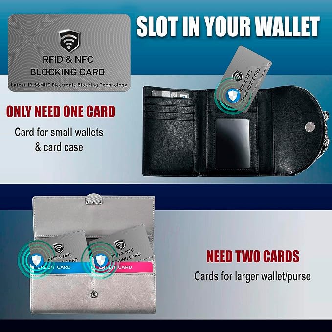 SaiTech IT 5 Pack RFID Blocking Card for Credit Debit ID Card, Grey | Slim Anti-Theft Contactless NFC RFID Blocker Protector, Easily Fit into Wallet and Purse, for Men & Women