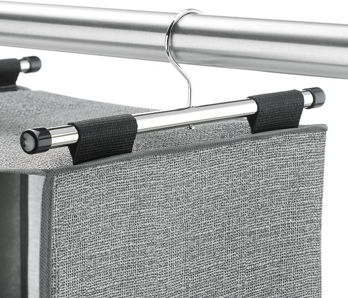 Whitmor 4 Section Fabric Closet Organizer Shelving with Built In Chrome Garment Rod