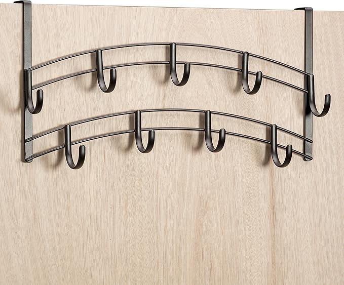 LYNK Professional® Home™ Over the Door Hooks - 9 Hook – Over the Door Coat Rack - Over the Door Hanger - Hanging Towels or Clothes - Bathroom, Bedroom, Laundry Room - Lifetime Ltd. Warranty, Bronze