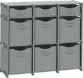 Cube Storage Organizer with 9 Storage Bins Included – Storage Cubes for Home Organization, Toy Storage, Office Storage, Living Room Storage, and General Storage Solution (Grey)