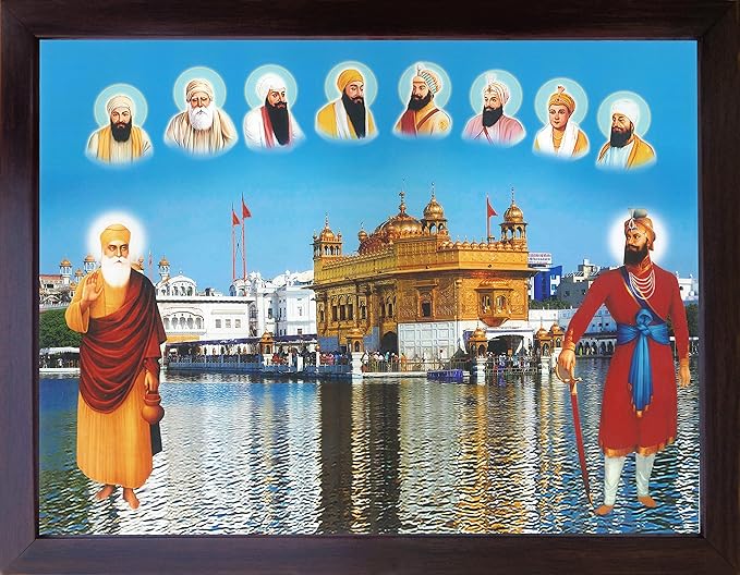 Lord Sikh Guru poster print with frame for Home Decor and Gifting Purpose (229-140)