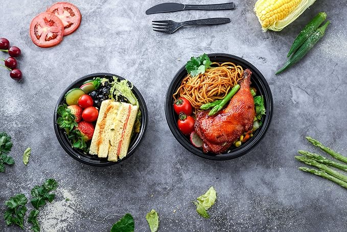 Glotoch Round Reusable Meal Prep Containers with Lids, 16 oz, 150 Pack | To Go Food Containers in Bulk, Microwave, Freezer and Dishwasher Safe, Leak-Resistant, for Salads, Snacks and Portion Control