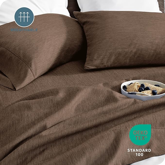 Bare Home Twin Sheet Set - 1800 Ultra-Soft Microfiber Double Brushed - Deep Pockets - Easy Fit - Extra Soft - 3 Piece Set - Bed Sheets (Twin, Heathered Taupe)