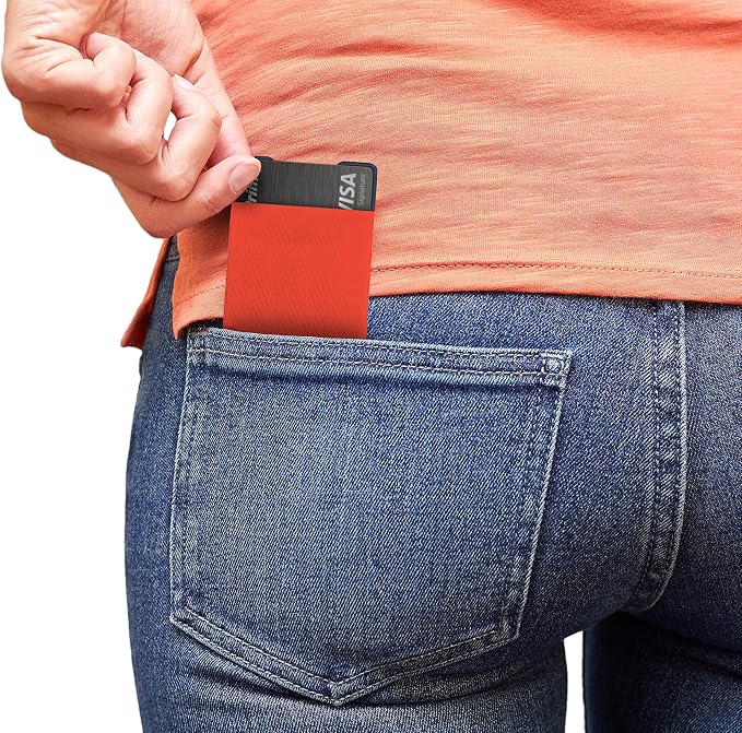 Modern Carry Ultra Thin Wallet for Men & Women, Single Pocket or 2 Slot Options, Slim Stretch Fabric Minimalist Front Pocket Card Holder