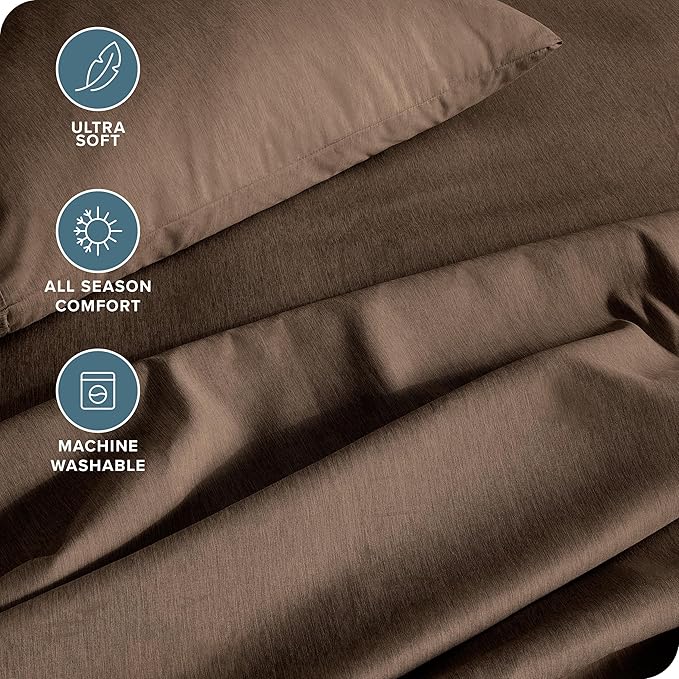 Bare Home Full Sheet Set - Luxury 1800 Ultra-Soft Microfiber Double Brushed - Deep Pockets - Easy Fit - 4 Piece Set - Bedding Sheets & Pillowcases (Full, Heathered Taupe)