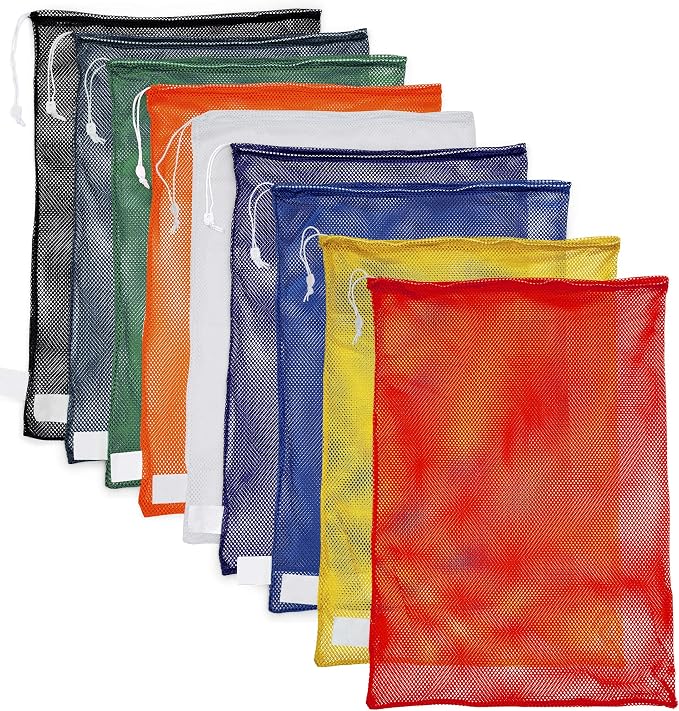 Champion Sports Mesh Equipment Bag – Heavy-Duty Nylon Drawstring Bag with Lock & ID Tag, Breathable Storage Sack for Balls, Swim Gear, Laundry & Toys, Multiple Sizes & Colors