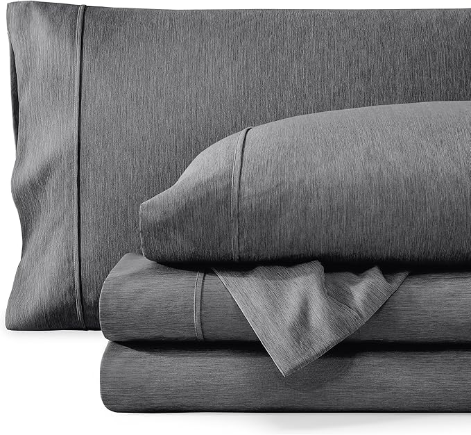 Bare Home Full XL Sheet Set - Luxury 1800 Ultra-Soft Microfiber Full Extra Long Sheets - Double Brushed - Deep Pockets - Easy Fit - 4 Piece Set (Full XL, Heathered Grey)