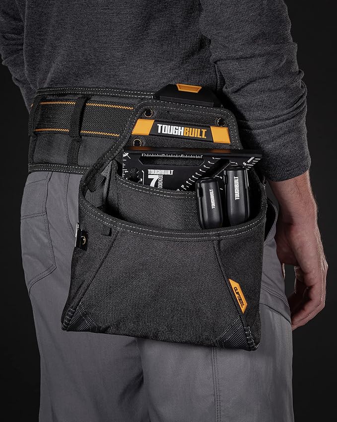 ToughBuilt ClipTech Series - Utility Pouch, Heavy-Duty Tool Pouch with Multiple Pockets, Secure Attachment & Storage for Jobsite Use