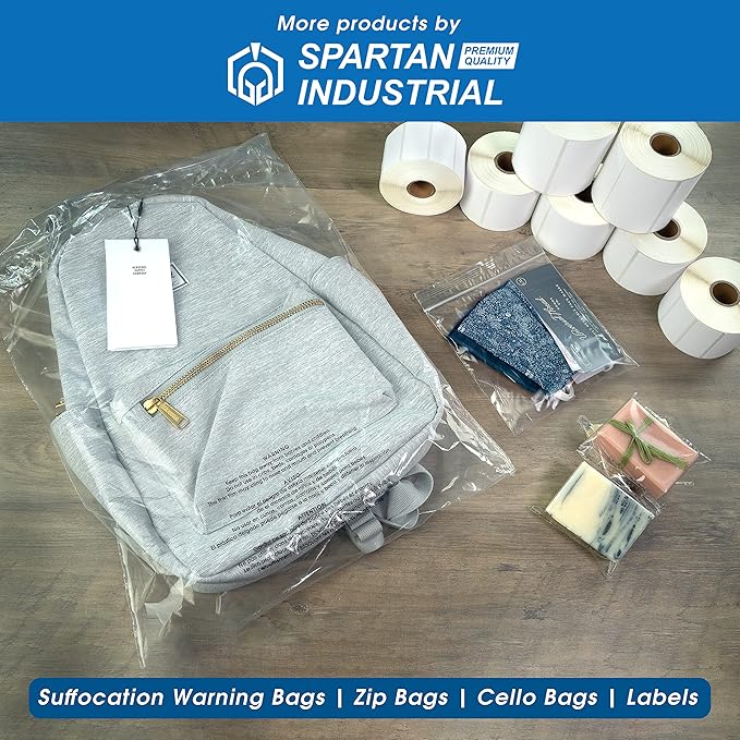 Spartan Industrial - 13" X 15" (100 Count) 2 Mil Clear Reclosable Zip Plastic Poly Bags with Resealable Lock Seal Zipper