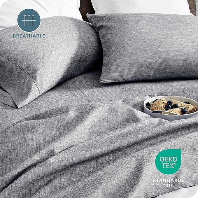 Bare Home Twin XL Sheet Set - College Dorm Size - 1800 Ultra-Soft Microfiber Twin Extra Long Bed Sheets - Deep Pockets - Easy Fit - Extra Soft - 3 Piece Set - Bed Sheets (Twin XL, Heathered Charcoal)