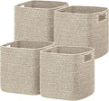 UBBCARE Storage Cubes 11 Inch, Cotton Rope Woven Baskets for Organizing, Cube Storage Bin for Baby Nursery, 4-Pack Square Storage Baskets for Shleves Organizer, Closet, Kidsroom, All Browm