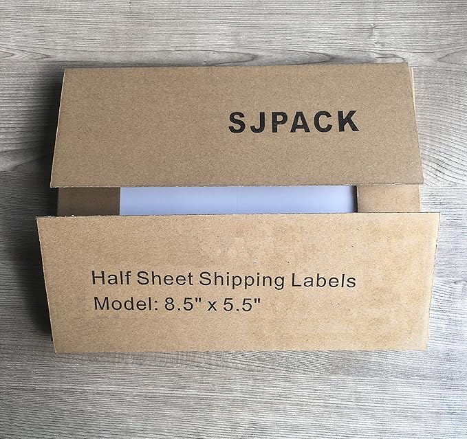 SJPACK 1600 Half Sheet Laser/Ink Jet Shipping Labels Mailing Blank White Labels