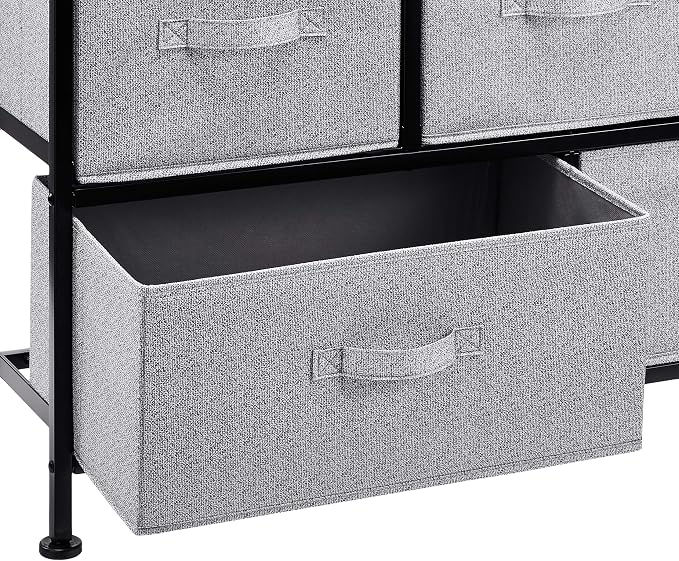 Amazon Basics Extra Wide Fabric 5-Drawer Storage Organizer Unit for Bedroom Closet, Black