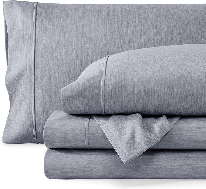 Bare Home Full Sheet Set - Luxury 1800 Ultra-Soft Microfiber Double Brushed - Deep Pockets - Easy Fit - 4 Piece Set - Bedding Sheets & Pillowcases (Full, Heathered Blueberry)
