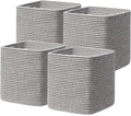 joybest 11inch Cube Storage Bins, Cotton Rope Woven Organizer Basket | Set of 4 Cube Bin Square Shelves Organizer Closet Storage, Nursery, Toy Organization, Grey