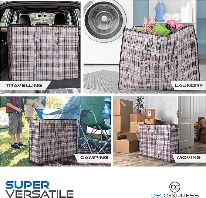 16 Pack Heavy Duty Moving Bags with Strong Zipper & Carrying Handles, 107L/ 28 gal Large Durable Clothes Storage Totes, 88 lbs Packing Moving Boxes, Closet Organizers and Storage (29.9x23.2x29.4 IN)