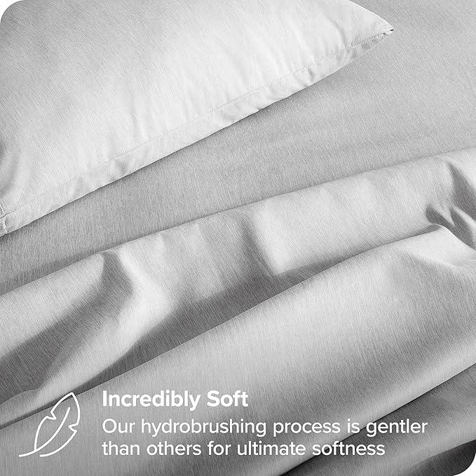 Bare Home Twin XL Sheet Set - College Dorm Size - 1800 Ultra-Soft Microfiber Bed Sheets - Deep Pockets - Easy Fit - Extra Soft - 3 Piece Set (Twin XL, Heathered Pewter)