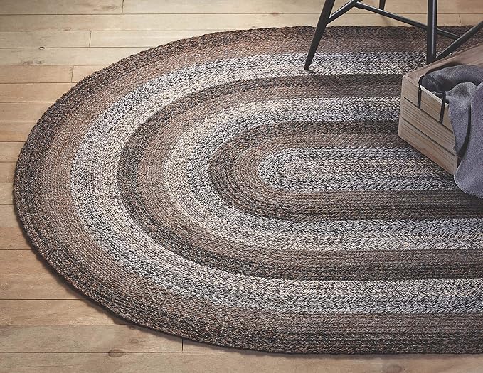 | Night Shadow Premium Braided Collection | Primitive, Rustic, Country, Farmhouse Style | Cotton Blend| 30 Days Risk Free | Accent Rug/Door Mat | 8'x10' Oval