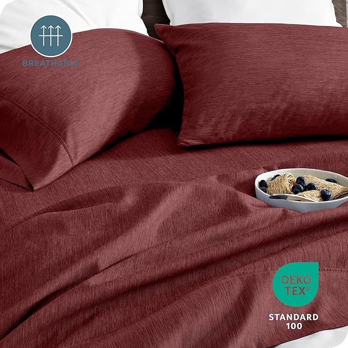 Bare Home Full XL Sheet Set - Luxury 1800 Ultra-Soft Microfiber Full Extra Long Sheets - Double Brushed - Deep Pockets - Easy Fit - 4 Piece Set (Full XL, Heathered Rose)