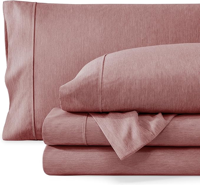 Bare Home Twin Sheet Set - 1800 Ultra-Soft Microfiber Double Brushed - Deep Pockets - Easy Fit - Extra Soft - 3 Piece Set - Bedding Sheets & Pillowcases (Twin, Heathered Rosewood)